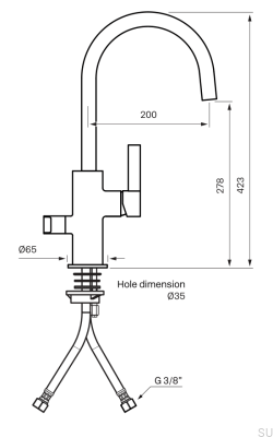 Bateria kuchenna z zaworem do zmywarki ARM184 Miedziana Szczotkowana Nielakierowana