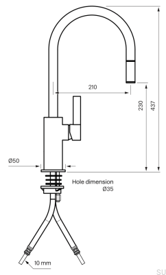 Bateria kuchenna z wyciąganą wylewką ARM375 Mosiężna Czarna Platyna