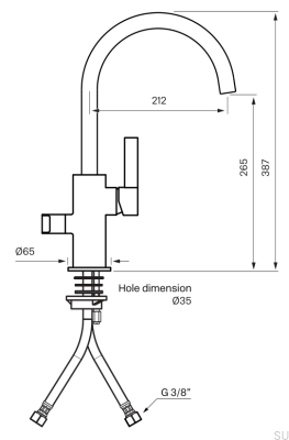 Bateria kuchenna z zaworem do zmywarki ARM384 Mosiężna Polerowana Nielakierowana