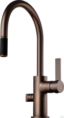 Bateria kuchenna z wyciąganą wylewką i z zaworem do zmywarki ARM385 Mosiężna Brązowa