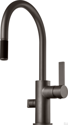 Bateria kuchenna z wyciąganą wylewką i z zaworem do zmywarki ARM385 Mosiężna Grafitowa