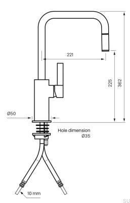 Bateria kuchenna z wyciąganą wylewką ARM577 Mosiężna Czarna Platyna
