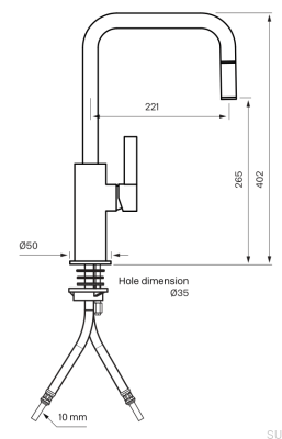 Bateria kuchenna z wyciąganą wylewką ARM985 Mosiężna Czarna Platyna