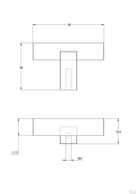 Gałka meblowa T-Bar Bar055 Mosiężna Polerowana Nielakierowana