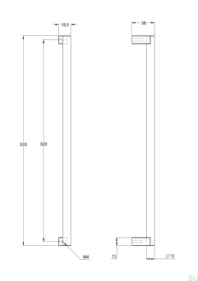 Uchwyt meblowy podłużny Bar333 320 Mosiężny Niklowany Szczotkowany