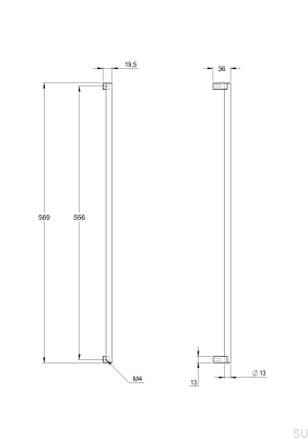 Uchwyt meblowy podłużny Bar569 556 Mosiężny Niklowany Szczotkowany