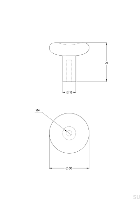 Gałka meblowa Bean 30 Mosiężna Czarna Chromowana Szczotkowana