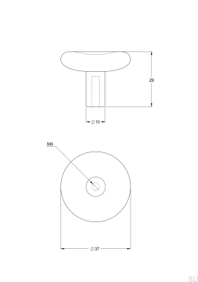 Gałka meblowa Bean 37 Mosiężna Czarna Chromowana Szczotkowana