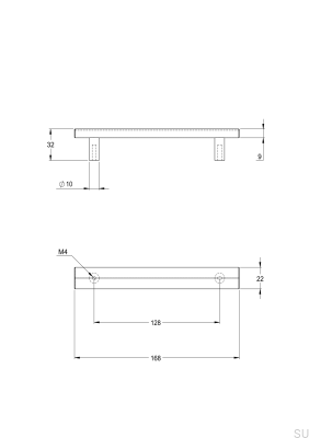 Uchwyt meblowy podłużny Bean 128 Mosiężny Czarny Matowy
