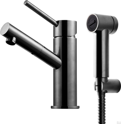 Bateria umywalkowo-bidetowa BI069 Mosiężna Czarna Chromowana