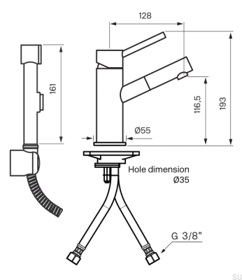 Bateria umywalkowo-bidetowa BI069 Mosiężna Czarna Chromowana