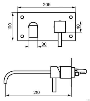 Bateria umywalkowa 175 BOX006 Mosiężna Srebrna Chromowana