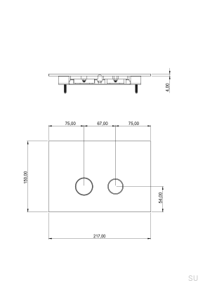 Przycisk spłukujący DUO112 TECE Mosiężny Czarny Matowy