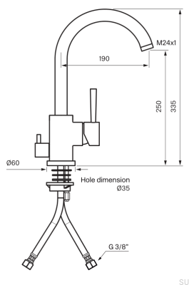 Bateria kuchenna z zaworem do zmywarki EVO184 Mosiężna Czarna Chromowana