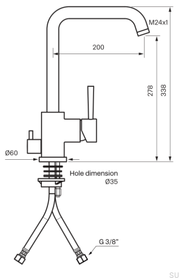 Bateria kuchenna z zaworem do zmywarki EVO984 Mosiężna Grottesco