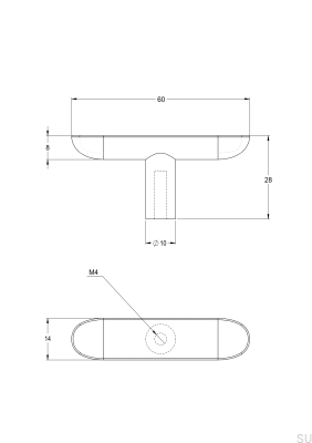 Gałka meblowa T-Bar Pastille 60 Mosiężna Czarna Matowa