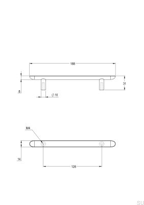 Uchwyt meblowy podłużny Pastille 128 Mosiężny Czarny Chromowany Szczotkowany