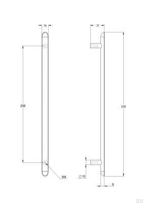 Uchwyt meblowy podłużny Pastille 256 Mosiężny Czarny Matowy