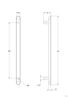 Uchwyt meblowy podłużny Pastille L 256 Mosiężny Polerowany Nielakierowany