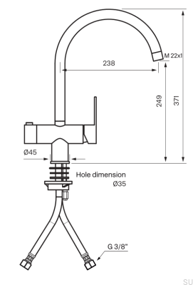 Bateria kuchenna z zaworem do zmywarki RIN184 Mosiężna Czarna Matowa