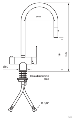 Bateria kuchenna z wyciąganą wylewką i z zaworem do zmywarki RIN885 Mosiężna Srebrna Chromowana