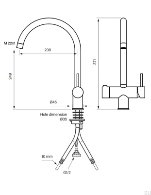 Bateria kuchenna z zaworem do zmywarki SK New 184 Mosiężna Srebrna Chromowana