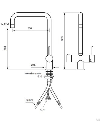 Bateria kuchenna z zaworem do zmywarki SK New 984 Mosiężna Srebrna Chromowana