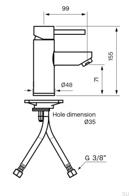 Bateria umywalkowa SK071 Mosiężna Srebrna Chromowana