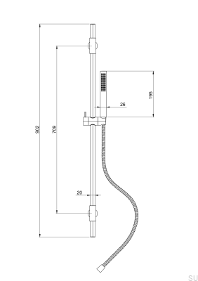 Drążek prysznicowy z regulowanym uchwytem ściennym TVM100 Mosiężny Brązowy