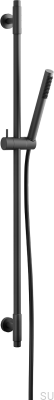 Drążek prysznicowy z regulowanym uchwytem ściennym TVM100 Mosiężny Czarny Matowy