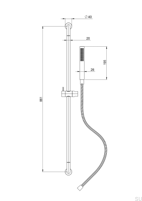 Drążek prysznicowy TVM200 Mosiężny Polerowany Nielakierowany