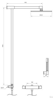 Zestaw prysznicowy TVM300 Mosiężny Niklowany Szczotkowany
