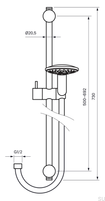 Drążek prysznicowy z regulowanym uchwytem ściennym ZSAL194 Mosiężny Srebrny Chromowany