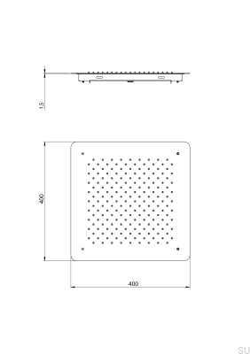 Głowica prysznicowa deszczownica podtynkowa kwadratowa 400 ZSOF097 Mosiężna Niklowana Szczotkowana