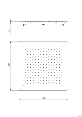 Głowica prysznicowa deszczownica podtynkowa kwadratowa 500 ZSOF098 Mosiężna Niklowana Szczotkowana