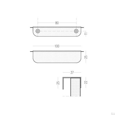 Uchwyt meblowy krawędziowy Edit 100 Mosiężny Brązowy Szczotkowany