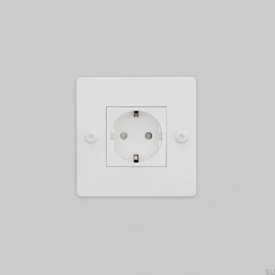 Gniazdo pojedyncze bez logotypu Typ F Linear 1G Stalowe Białe Standard Europejski