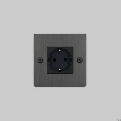 Gniazdo pojedyncze bez logotypu Typ F Linear 1G Mosiężne Palony Brąz Standard Europejski