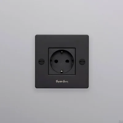 Gniazdo pojedyncze z logotypem Typ F Cross 1G Stalowe Czarne Standard Europejski