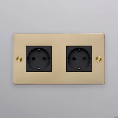 Gniazdo podwójne Typ F Cross 2G Mosiężne Standard Europejski