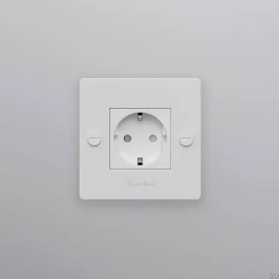 Gniazdo pojedyncze z logotypem Typ F Cross 1G Stalowe Białe Standard Europejski