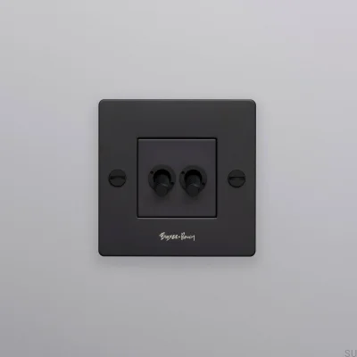 Włącznik podwójny z logotypem Cross 1G Stalowy Czarny Standard Europejski