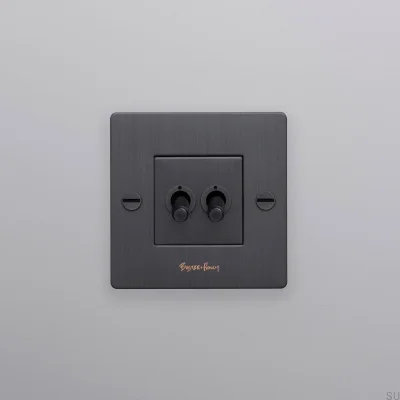 Włącznik podwójny z logotypem Cross 1G Mosiężny Palony Brąz Standard Europejski