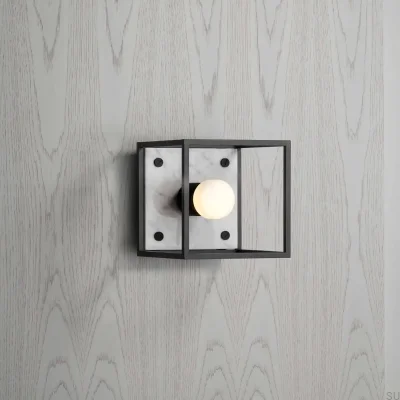 Lampa ścienna Caged Cross S Stalowa Biały Marmur