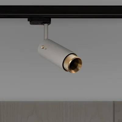 Lampa szynowa punktowa Exhaust Cross Stalowa Szara z Mosiężnym