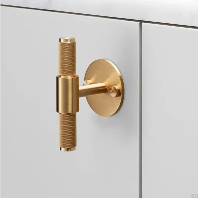 Uchwyt meblowy T-Bar z podkładką Cross Plate 95 Mosiężny