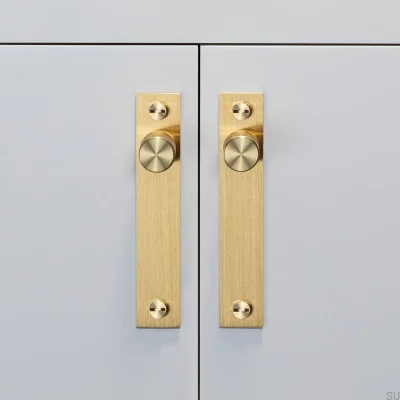 Gałka meblowa z podkładką Cross Plate 20 Mosiężna (zestaw 2 szt.)