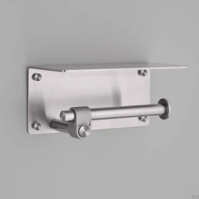 Uchwyt na papier toaletowy z półką Cast Stalowy Srebrny