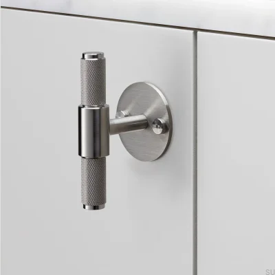 Uchwyt meblowy T-Bar z podkładką Cross Plate 95 Stalowy Srebrny