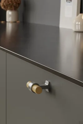 Gałka meblowa T-Bar Bond Wood 50 Drewniana Dębowa Srebrna